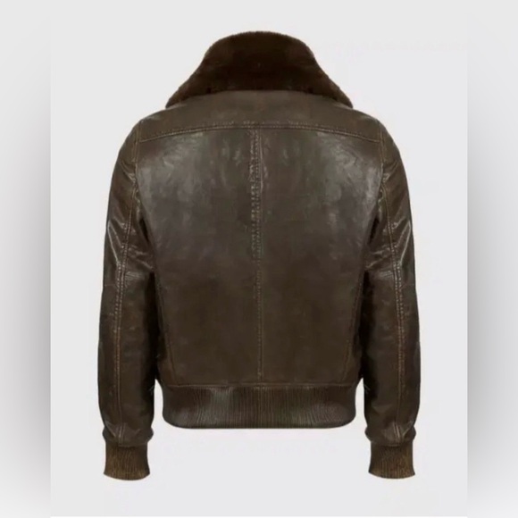 John Varvatos TommyLeather Bomber with Removable Shearling Collar Small - Picture 9 of 16